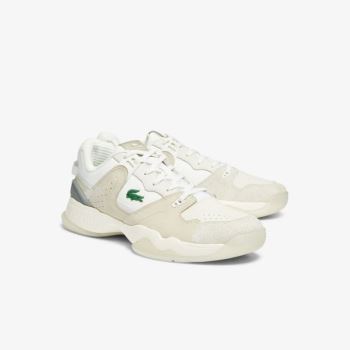 Lacoste T-Point Leather and Suede Sneakers Pánské - Tenisky Bílé / Bílé | CZ-R0x4sj